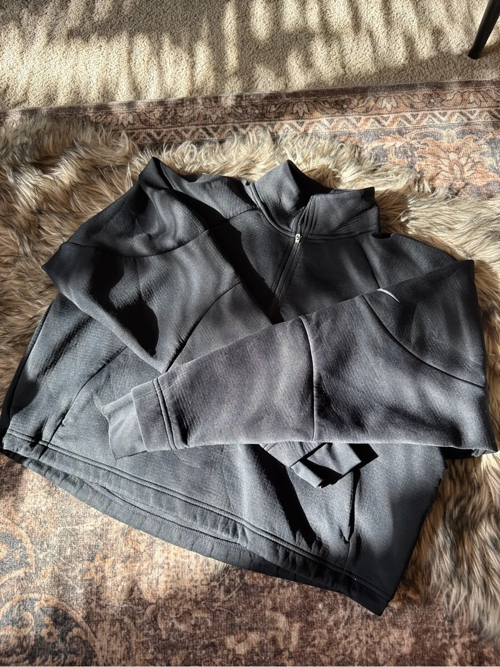 Nike Quarter-Zip Black Pullover Sweatshirt with Cinch Waist